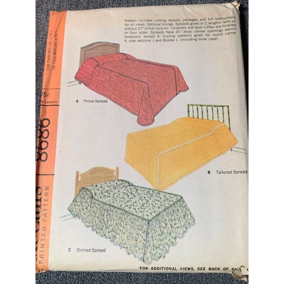 McCall's Bed Cover Spread Sewing Pattern 8686 - uncut - Picture 1 of 3